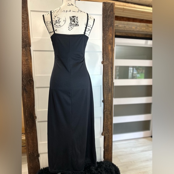 Byer Too! Black Slip Dress Medium Spaghetti Strap Long Lounge Wear - Picture 7 of 9